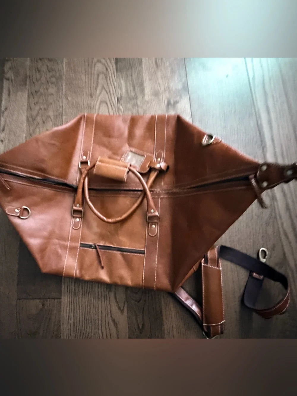 Denver Leather Craft Tan Brown Leather Duffel Bag -24”